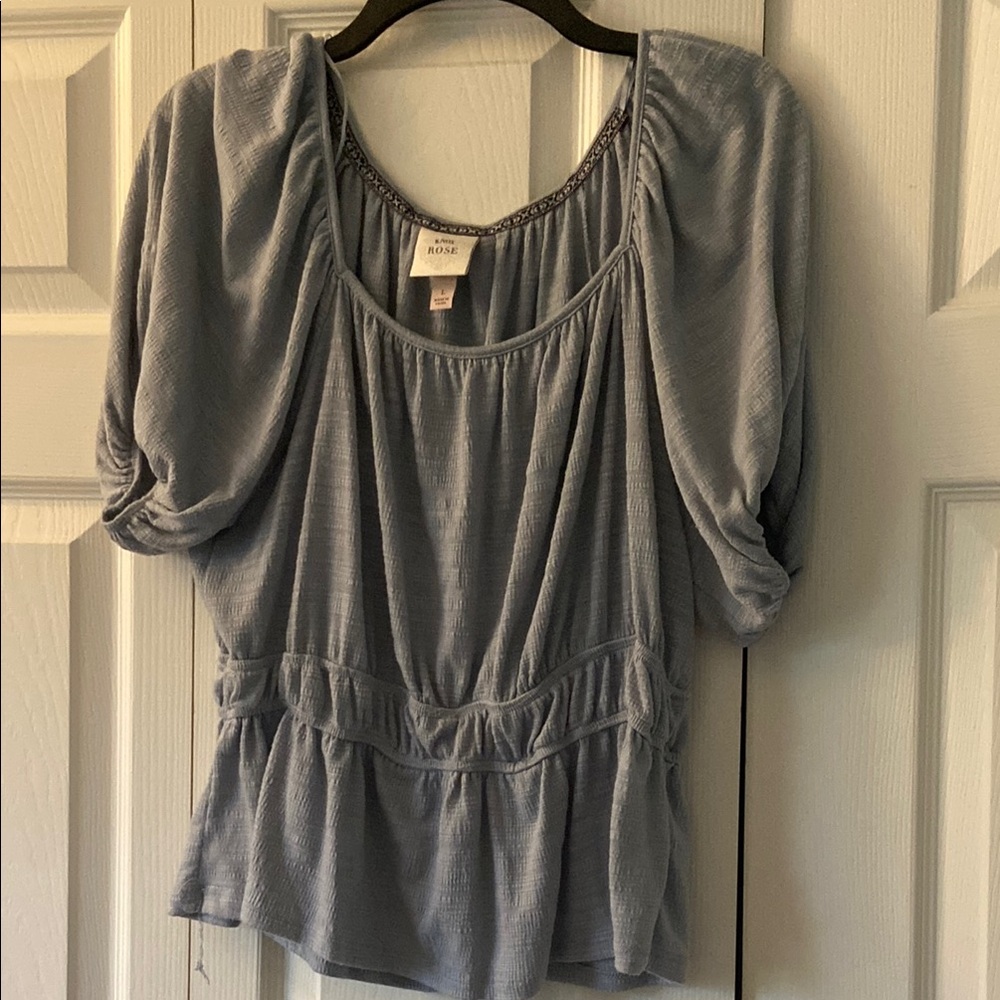 Knox Rose Gray Ruched Peplum Blouse